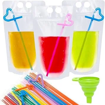 Click for more info about Ouddy 50 Pcs Drink Pouches, Juice Pouches for Adults, Reusable Drink Pouches for Adults Reclosabl...