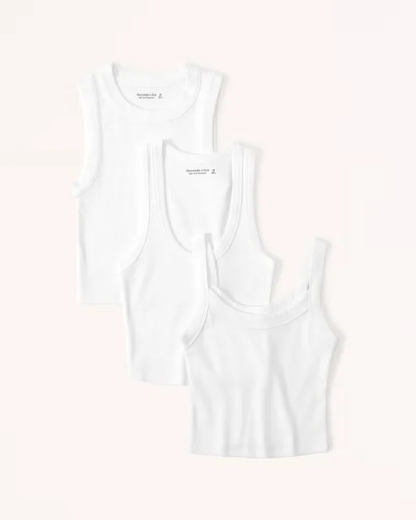 Click for more info about 3-Pack Essential Rib Cropped Tanks