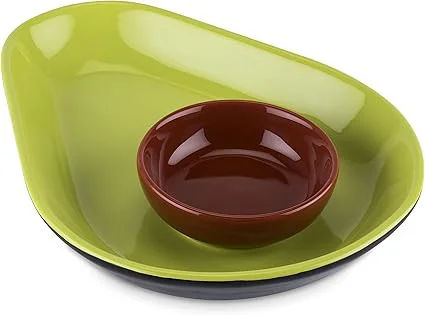 Click for more info about TrueZoo Avocado Chip & Dip Bowl, Guacamole Serving Tray, Appetizer Platter, Party Dish