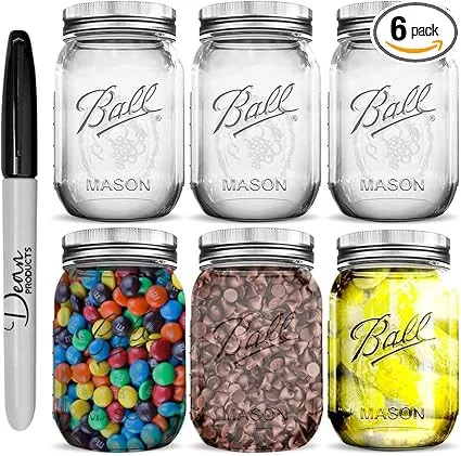 Click for more info about Mason Jars 16 oz Regular - Canning Jars With Lids - Regular Mouth Ball Mason Jars - Pint Mason Ja...