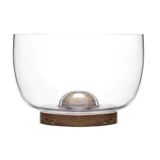 Click for more info about Nature 8 5/8 in. 4 Cup Glass Salad Bowl with Oak Trivet, Clear