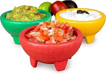 Click for more info about Nostalgia Taco Tuesday 3-Piece Bowl Set in Red, Yellow, Green, Made of Durable Dishwasher Safe Pl...