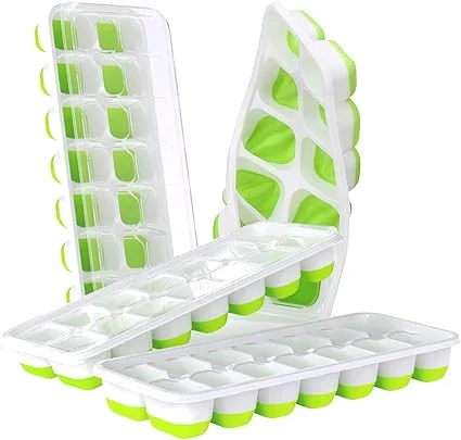 Click for more info about DOQAUS Ice Cube Trays 4 Pack, Easy-Release Silicone & Flexible 14-Ice Cube Trays with Spill-Resis...