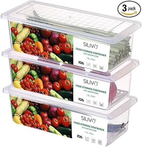 Click for more info about SILIVO Fruit Storage Containers for Fridge (3 Pack) - 1.5L Produce Saver Containers for Refrigera...