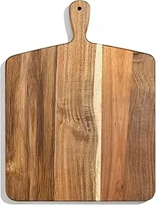 Click for more info about Acacia Wood Cutting Board and Chopping Board with Handle for Meat, Cheese Board, Vegetables, Brea...