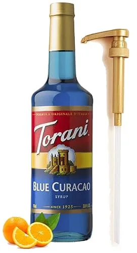 Click for more info about Blue Curacao Flavor Syrup 25.4 Ounces Syrups and Flavors with Fresh Finest Syrup Pump Dispenser