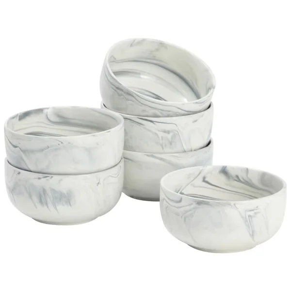 Click for more info about Juvale Set of 6 Marble Porcelain Dinnerware Sets Bowls for Household, Ramen Bowls, Gray, 6 x 3 In...