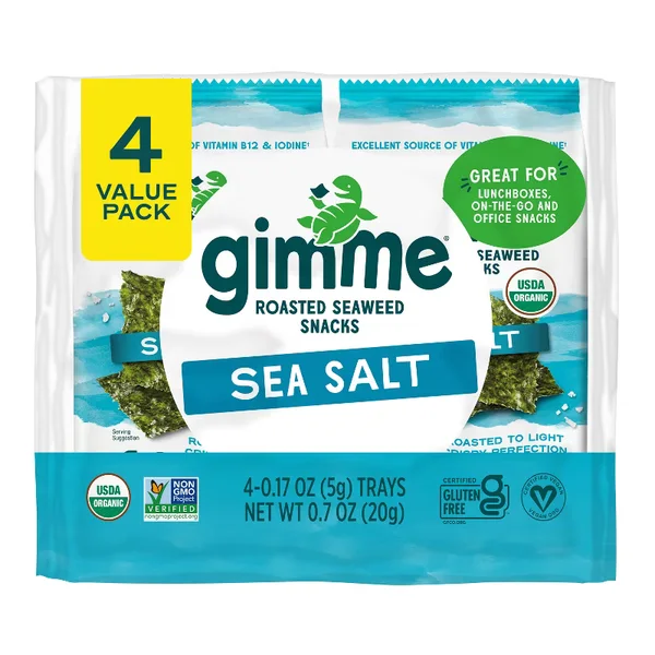 Click for more info about GimMe Organic Seaweed Sea Salt Snack - 4pk / 0.7oz