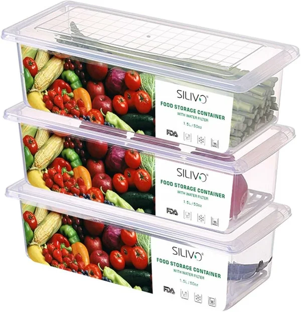 Click for more info about SILIVO Fruit Storage Containers for Fridge (3 Pack) - 1.5L Produce Saver Containers for Refrigera...