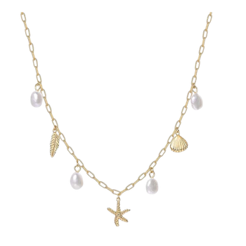 Gold Plated Beach Charm Necklace